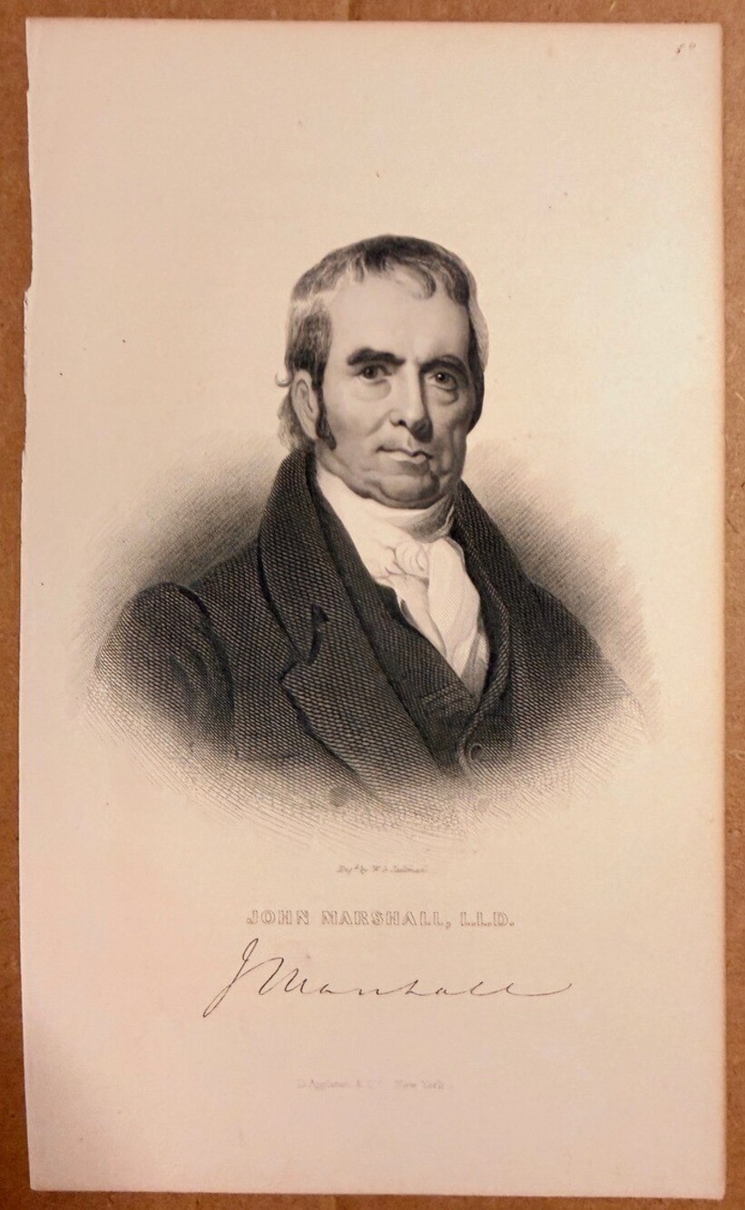 Antique c1880 John Marshall W G Jackman Engraving D Appleton NY 5.5 x 9 in